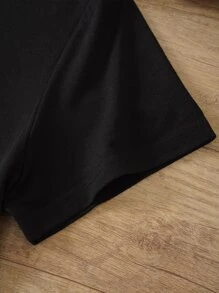 SHEIN LUNE 鞋和標語圖案T恤 - 黑色 - 查看 4