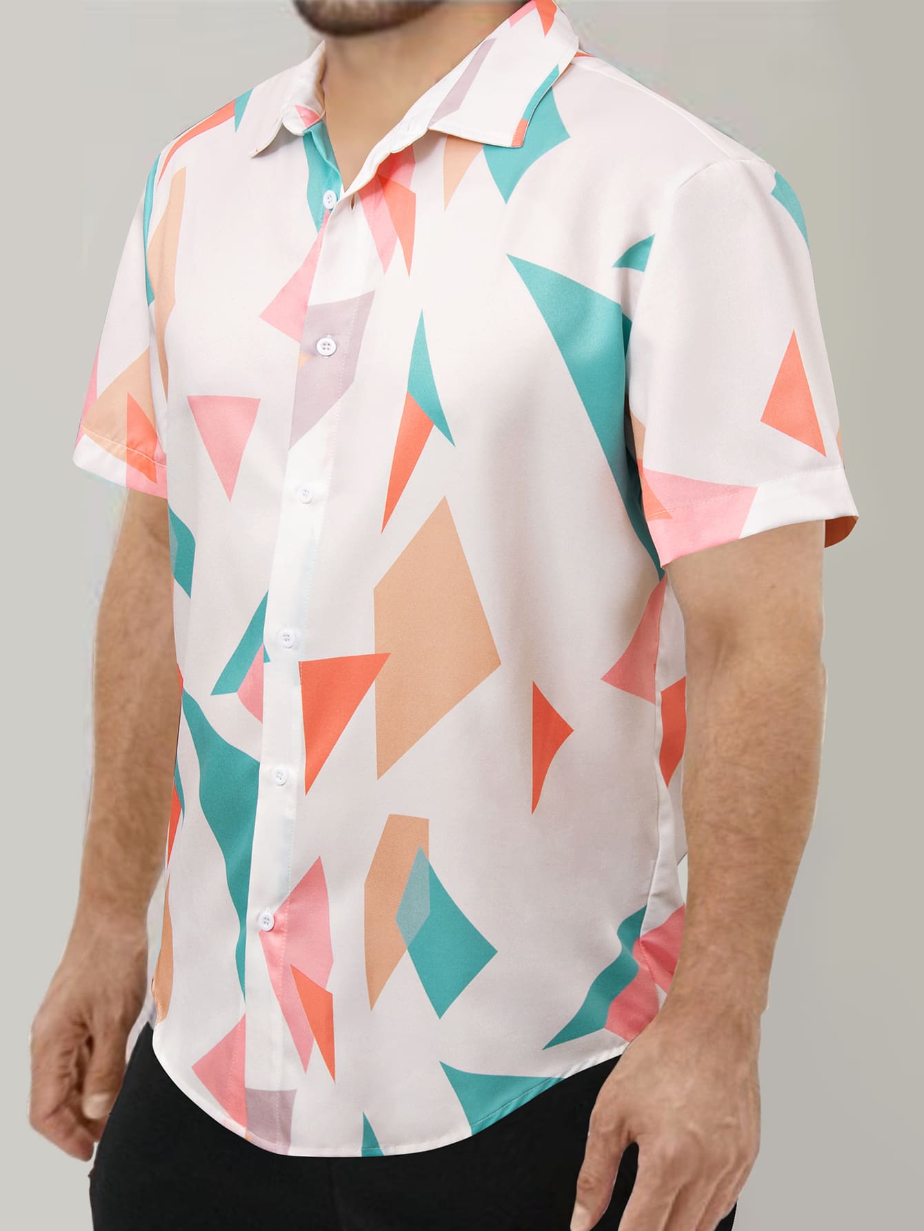 Manfinity Men Random Geo Print Shirt - Multicolor - View 1