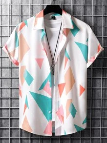 Manfinity Men Random Geo Print Shirt - Multicolor - View 4