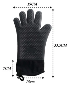 2 pièces/set en silicone Gant isolé & minimaliste noir résistant à la chaleur Gant manique & Tampon Ensemble pour barbecue