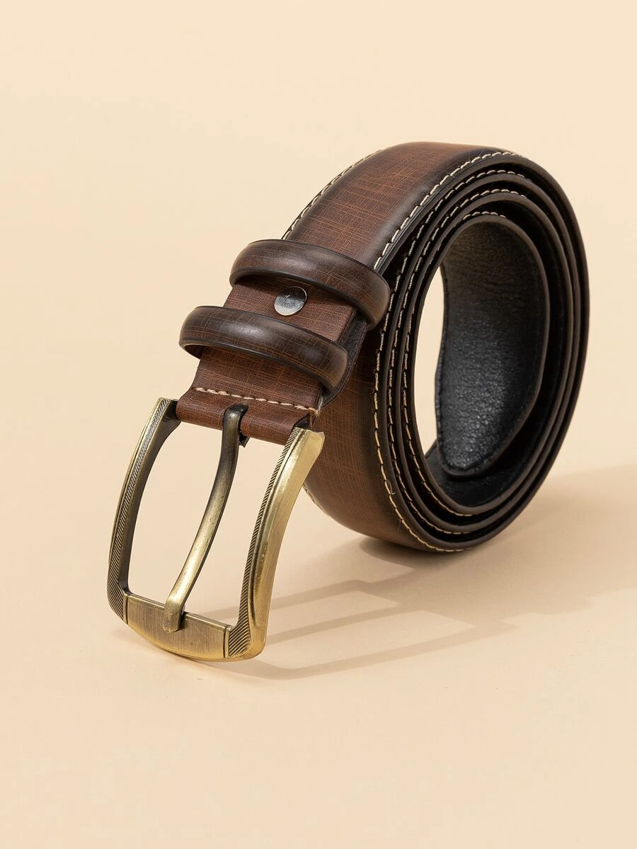 Hombres Cinturón con hebilla metálica - Marrón - Ver 1