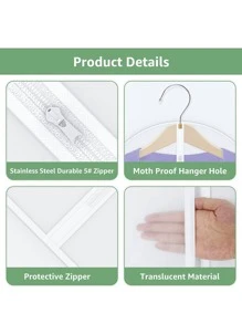 1入組素色衣服防塵罩 - 白色 - 查看 3