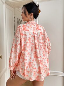 SHEIN EZwear Plus Tie Dye Drop Shoulder Shirt - Multicolor - View 3