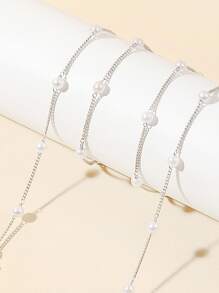 1 件时尚仿珍珠星星装饰眼镜链，适合女士，眼镜带，眼镜架，眼镜带，眼镜配件，送礼的理想选择，可用作口罩挂绳 - 白色 - 查看 2