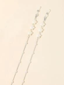 1 件时尚仿珍珠星星装饰眼镜链，适合女士，眼镜带，眼镜架，眼镜带，眼镜配件，送礼的理想选择，可用作口罩挂绳 - 白色 - 查看 4