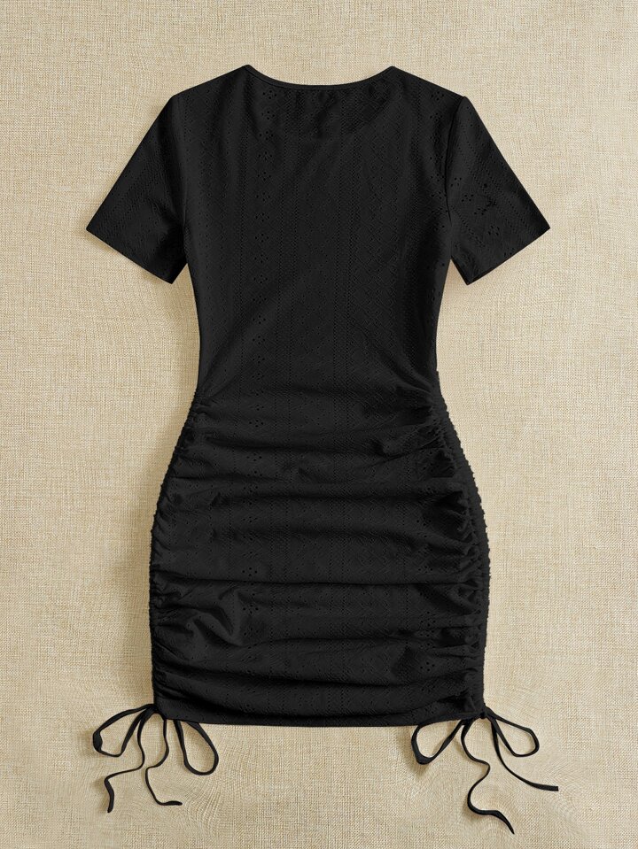 SHEIN EZwear Summer Drawstring Side Ruched Bodycon Dress | SHEIN USA