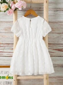 Toddler Girls Floral Print Bow Front 2 In 1 Dress - White - View 2