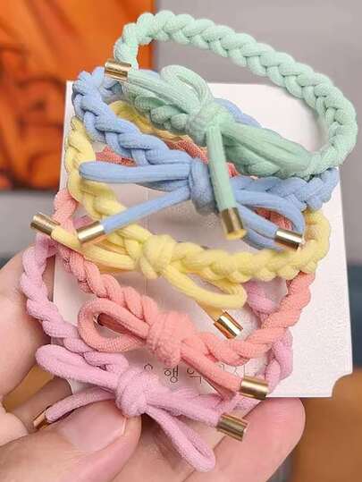 5 piezas Goma para pelo con diseño de lazo