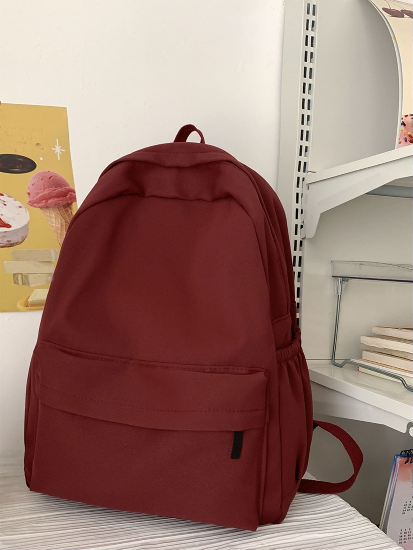 Túi tối giản Mặt trước Ba lô Cặp sách Cặp sách Đối với Trường học Ngoài trời Có thể mang đi , Nhẹ - Màu Đỏ Sâu - Xem 1