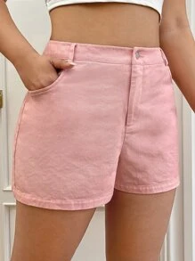 SHEIN EZwear 大碼愛心貼布斜口袋短褲