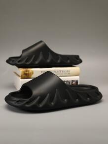 男士單帶極簡黑色拖鞋 - 黑色 - 查看 1