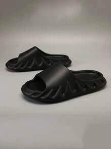 男士單帶極簡黑色拖鞋 - 黑色 - 查看 2