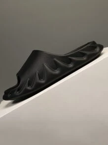 男士單帶極簡黑色拖鞋 - 黑色 - 查看 3