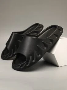 男士單帶極簡黑色拖鞋 - 黑色 - 查看 4