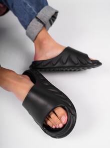 男士單帶極簡黑色拖鞋 - 黑色 - 查看 5