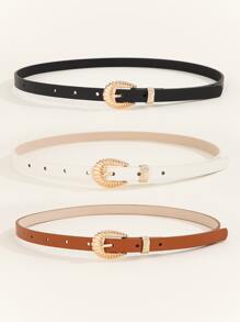 3入組紋理質感搭扣腰帶 - 彩色 - 查看 2