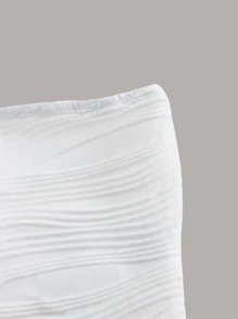 SHEIN EZwear Top tubo corto de punto liso de verano - Blanco - Ver 3