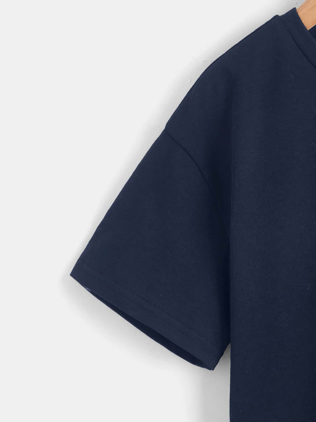 SHEIN Garçon T-shirt graphique de slogan - Bleu marine - Voir 4