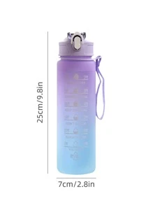 1 Chai Nước 750Ml, Bình Uống Đồ Họa Chữ Màu Chuyển Sắc Hiện Đại Cho Gia Đình Và Du Lịch, Đồ Dùng Học Tập Trở Lại - Màu tím - Xem 2