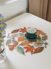 1 件树叶印花镂空餐垫，适合日常使用