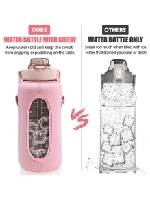 1 件 2000ml/64oz 亚克力瓶盖（不含水瓶）、口袋细节、厨房用玻璃杯套，适合运动和户外活动 - 青碧色 - 查看 3