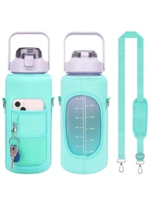 1 件 2000ml/64oz 亚克力瓶盖（不含水瓶）、口袋细节、厨房用玻璃杯套，适合运动和户外活动 - 青碧色 - 查看 1