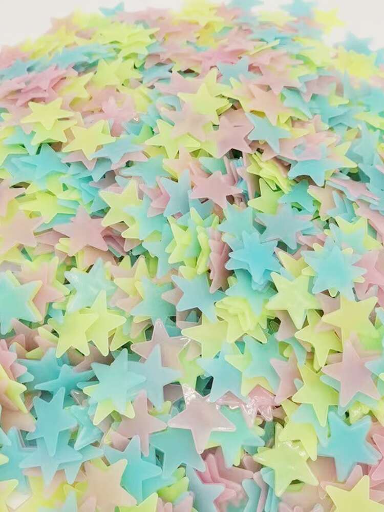 100入組星形夜光牆貼花創意PVC夜光牆貼適用於家居裝飾 - 彩色 - 查看 5