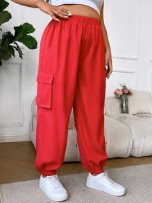 Flirla Pantalones deportivos con bolsillo lateral con solapa - Rojo - Ver 3