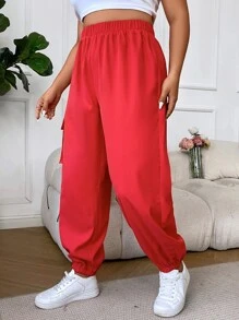 Flirla Pantalones deportivos con bolsillo lateral con solapa - Rojo - Ver 4