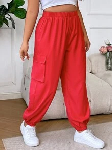 Flirla Pantalones deportivos con bolsillo lateral con solapa - Rojo - Ver 6