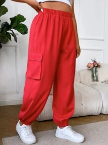 Flirla Pantalones deportivos con bolsillo lateral con solapa - Rojo - Ver 7