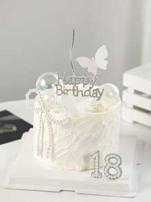 1pc Thiết kế số ngọc trai giả trang trí bánh, trang trí mặt bánh cho tiệc sinh nhật - Vàng - Xem 3