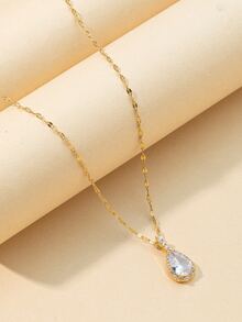 方晶鋯石水滴吊墜項鏈