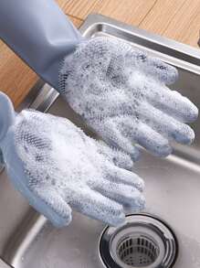 矽膠手套,男女廚房洗碗清潔手套灰色1個