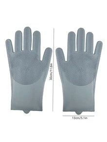 矽膠手套,男女廚房洗碗清潔手套灰色1個