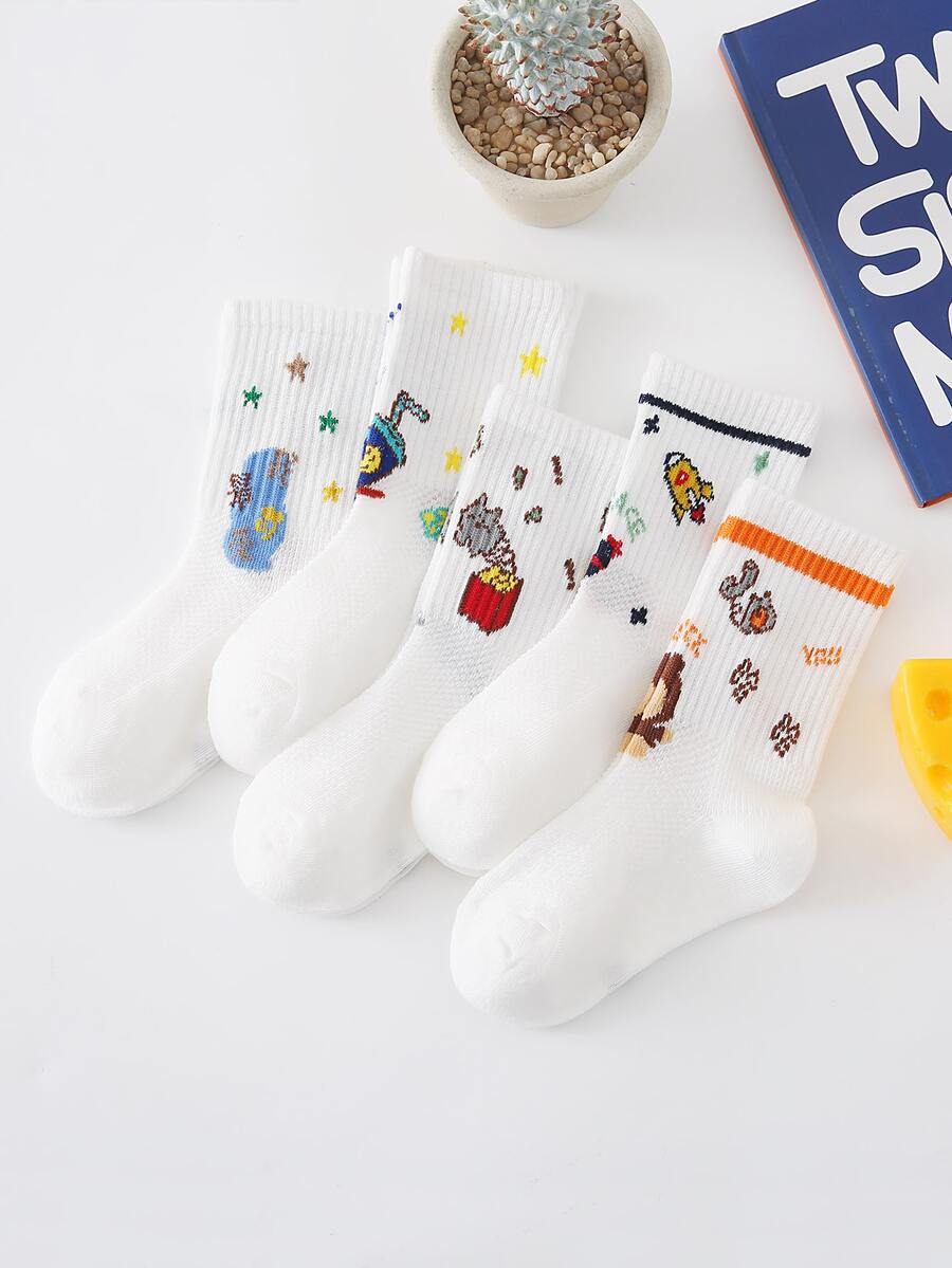 5 đôi Vớ họa tiết hoạt hình cho trẻ em - Nhiều màu - Xem 1