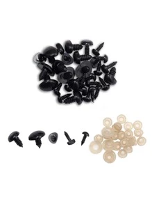 Bộ 125 mắt nhựa cho đồ chơi, đồ thủ công DIY, mắt gấu bông cho búp bê, phụ kiện trang trí - màu đen - Xem 3