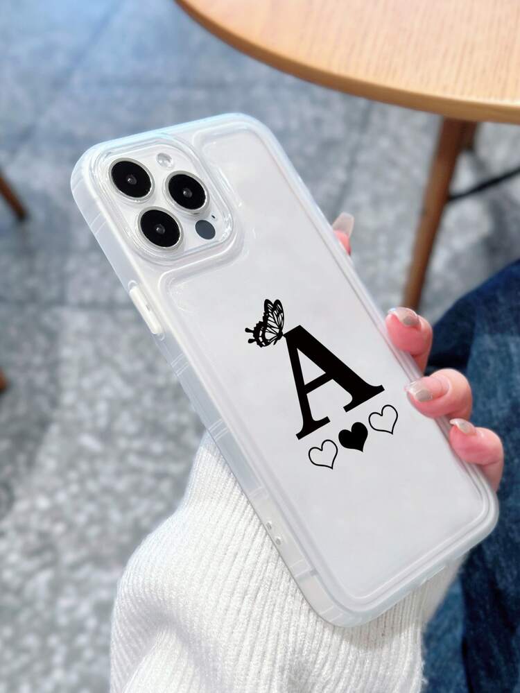 Letter Graphic Clear Phone Case