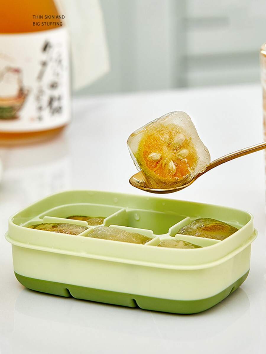 Molde de cubitos de hielo de rejilla múltiple de 1 pieza, bandeja de hielo pequeña de 6 rejillas para cocina - Verde - Ver 1