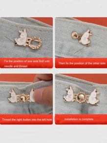 2入組兔形腰部延長扣褲子可調節鈕扣 - 金色 - 查看 3