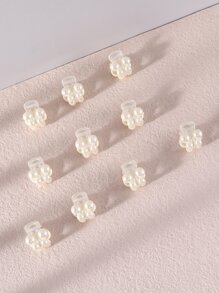 10入組小女童人造珍珠裝飾髮爪