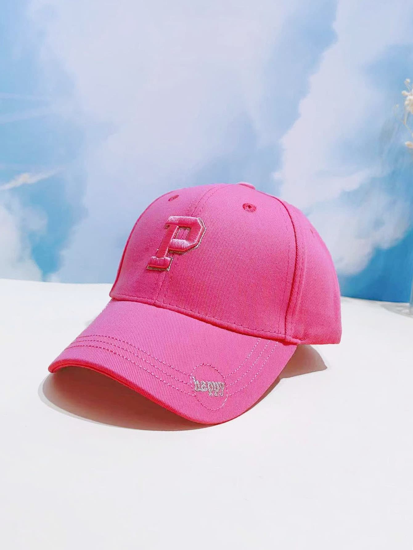 Chicas Gorra de béisbol con bordado de letra - Rosa Fucsia - Ver 1