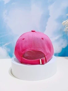 Chicas Gorra de béisbol con bordado de letra - Rosa Fucsia - Ver 4