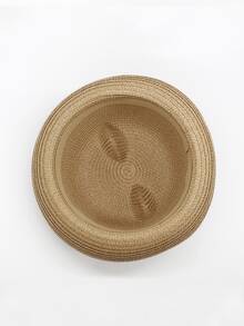 Girls Solid Straw Hat - Coffee Brown - View 4