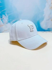Niños Gorra de béisbol con bordado de letra - Blanco - Ver 1