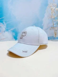 Niños Gorra de béisbol con bordado de letra - Blanco - Ver 2