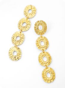 紋理質感橢圓形耳墜 - 金黃色 - 查看 2