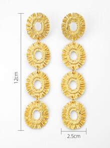 紋理質感橢圓形耳墜 - 金黃色 - 查看 3