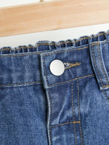 SHEIN Toddler Girls Quần Jeans Túi Hem thô Loại bướm - Rửa tối - Xem 5