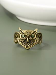 Anillo con diseño de búho - Amarillo Oro - Ver 1